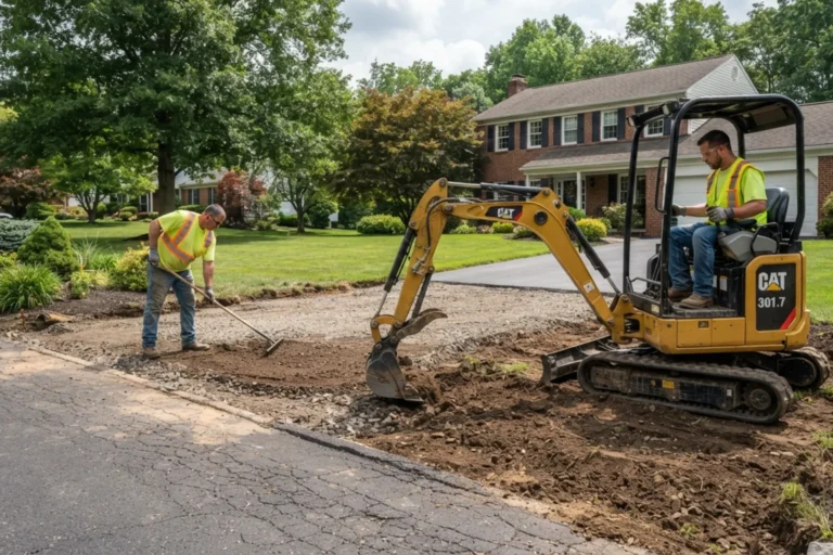 Widened residential asphalt driveway with additional parking space in Pennsylvania