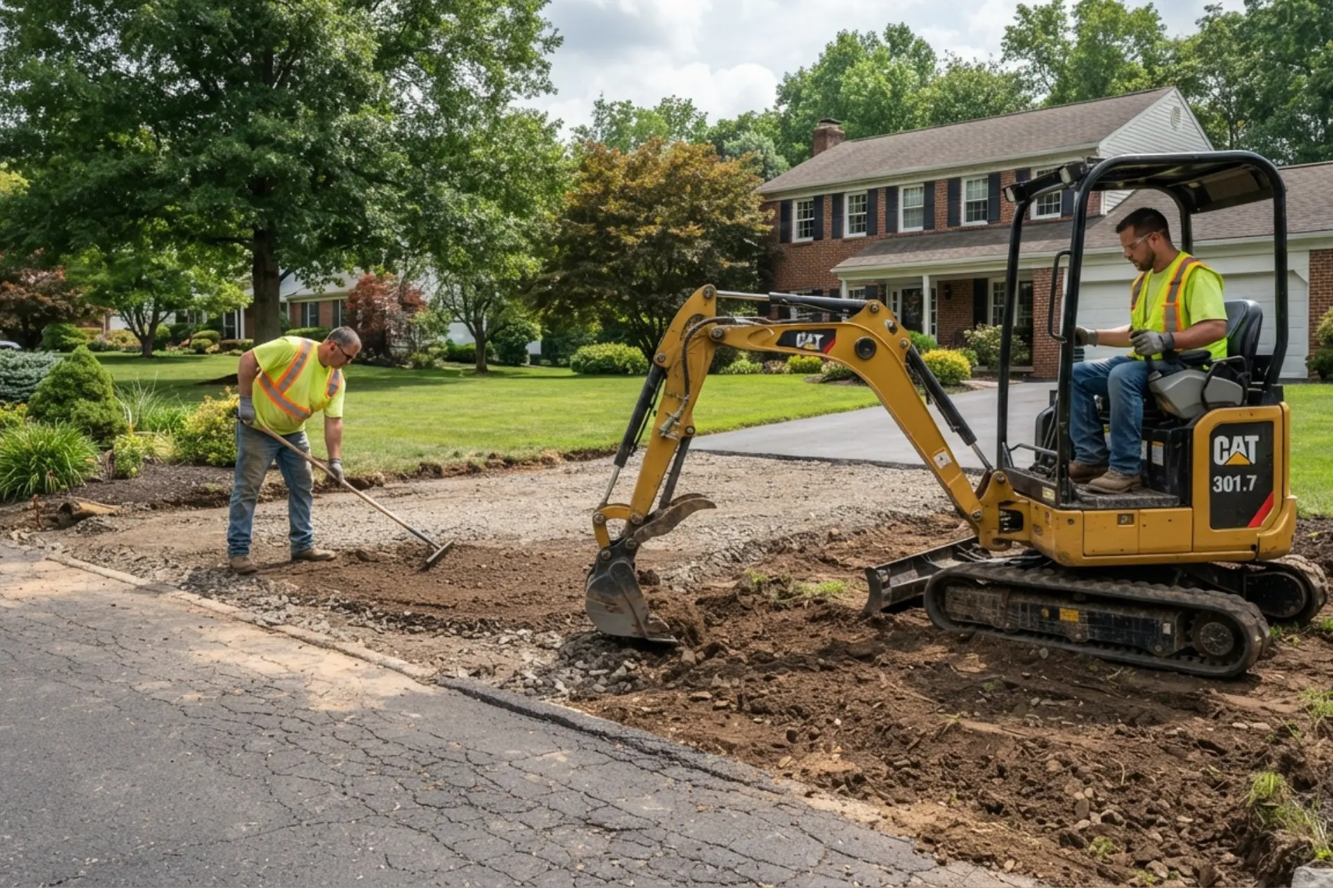 Widened residential asphalt driveway with additional parking space in Pennsylvania
