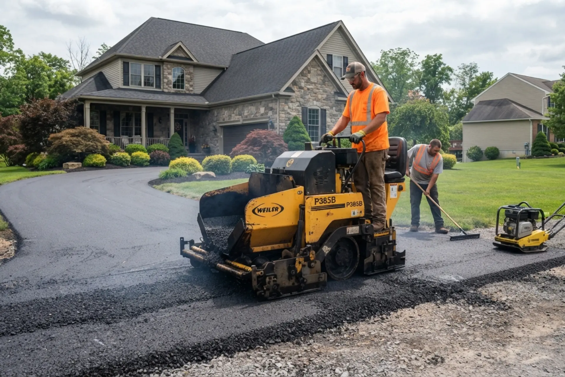 Fresh blacktop asphalt driveway at a residential property in Pennsylvania